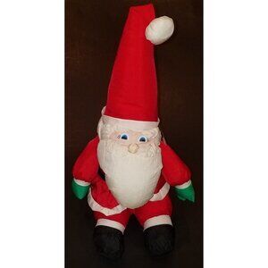 VTG Santa Claus Nylon Plush 14" Stuffed Animal Toy Macy's 1991 Christmas AS IS